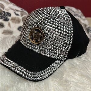NX Glamorous Black and Silver rhinestone Embellished Hat